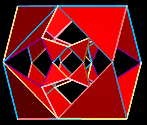 3D projection of the 4D polychoron Rectified tesseract 
